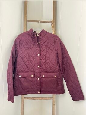Quilted Burgundy Button-Front Jacket